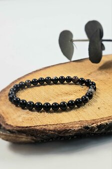 Zwarte toermalijn met kwarts kogelarmband 6 mm