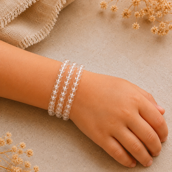 Rock crystal ball bracelet 6 mm