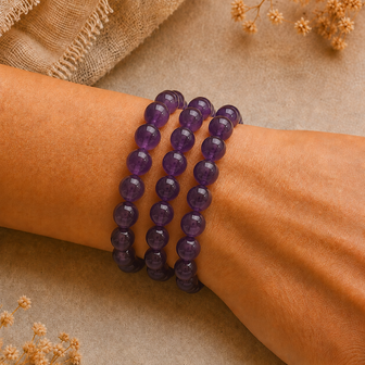 Amthyst ball bracelet 8 mm