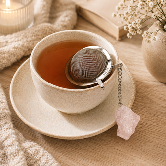 Gemstone Tea Infuser - Raw Rose Quartz