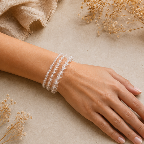 Bergkristal kogelarmband 4 mm