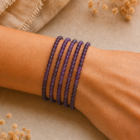 Amthyst ball bracelet 4 mm