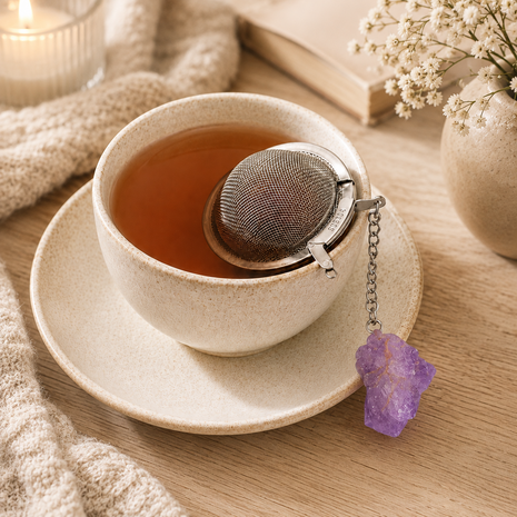 Gemstone Tea Infuser - Raw Amethyst 