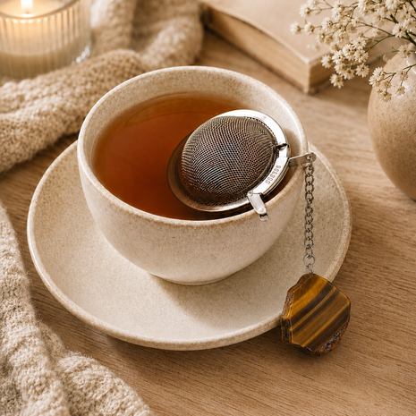 Gemstone Tea Infuser - Raw Tiger's eye